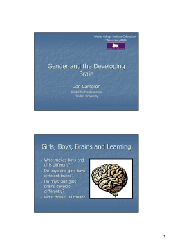 Gender and the Developing Brain Girls, Boys, Brains and Learning
