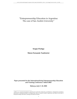 Entrepreneurship Education in Argentina: The case of San