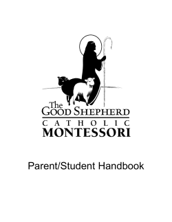 Parent/Student Handbook - The Good Shepherd Catholic Montessori