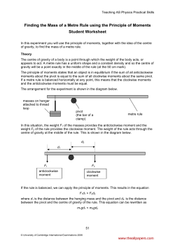 Finding the Mass of a Metre Rule using the Principle