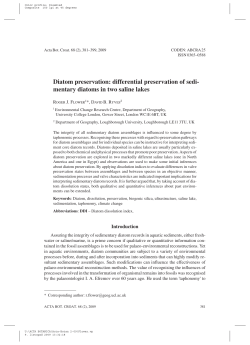 Diatom preservation: differential preservation of sedi
