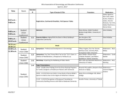 Time Room Session # 8:15 a.m. - 9:00 a.m. 9:00 a.m. - 9:30