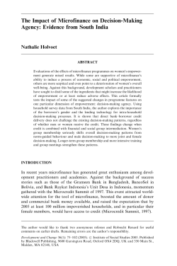 The Impact of Microfinance on Decision‐Making Agency