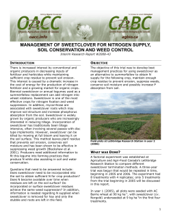 Management of sweet clover for nitrogen supply, soil conservation