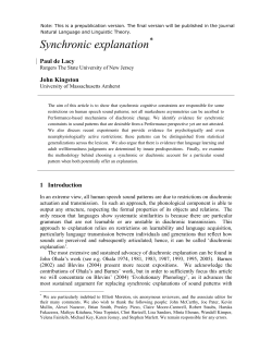 Synchronic explanation