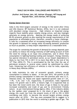 Shale gas in India - Prospects and Challenges