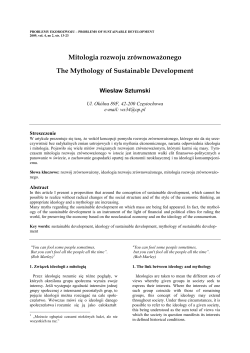 Mitologia rozwoju zr&oacute;wnowaŜonego The Mythology of Sustainable