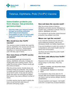 Tetanus, Diphtheria, Polio (Td-IPV) Vaccine