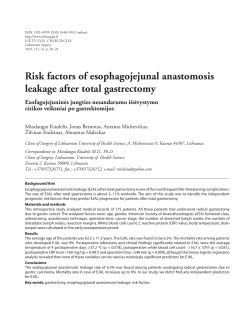 Risk factors of esophagojejunal anastomosis leakage after total