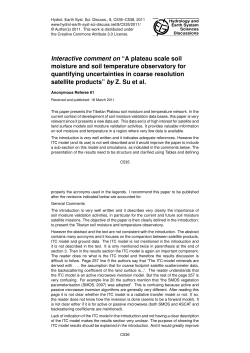 Interactive comment on &ldquo;A plateau scale soil moisture and soil