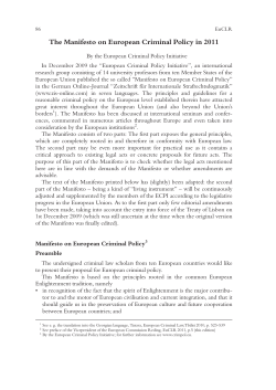 The Manifesto on European Criminal Policy in 2011