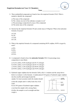 Empirical formula test Year 11 Chemistry