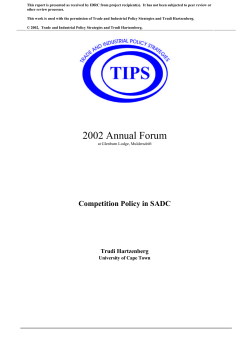 Competition Policy in SADC