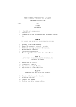 Cooperative Societies Act, 2003