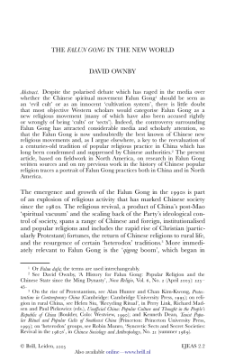 THE FALUN GONG IN THE NEW WORLD