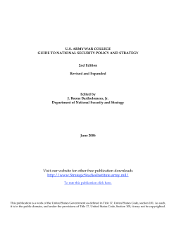 US Army War College Guide to National Security Policy and Strategy