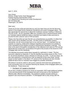 Apr 11, 2016 &mdash; MBA Letter to FHA Annual Lender