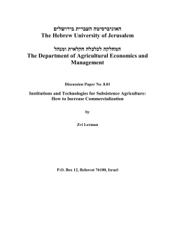 Subsistence Agriculture in Central and Eastern