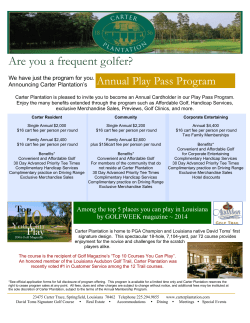 2014 Annual Golf Membership Program