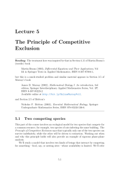 Lecture 5 The Principle of Competitive Exclusion