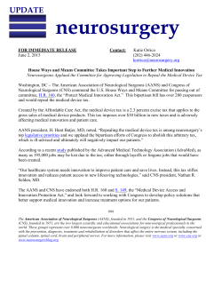 AANS and CNS Urge Ways and Means Committee to Pass H.R. 160
