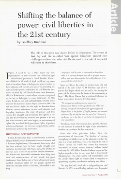 Shifting the balance of power: civil liberties in the 21st - SAS