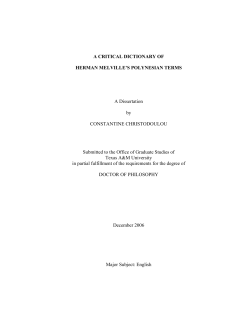 A CRITICAL DICTIONARY OF HERMAN MELVILLE`S POLYNESIAN