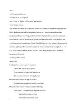 Occupational science - AUT Scholarly Commons