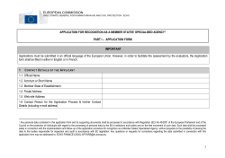 1 EUROPEAN COMMISSION APPLICATION FOR RECOGNITION