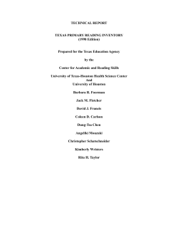 TECHNICAL REPORT TEXAS PRIMARY READING INVENTORY