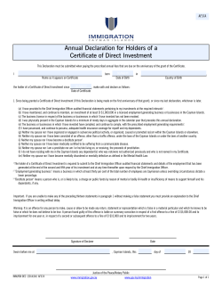 Annual Declaration for Holders of a Certificate of Direct Investment