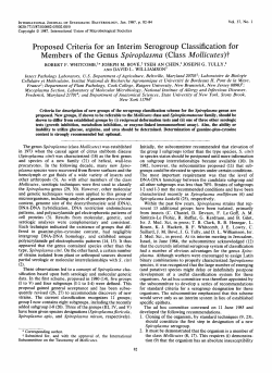 Proposed Criteria for an Interim Serogroup Classification for
