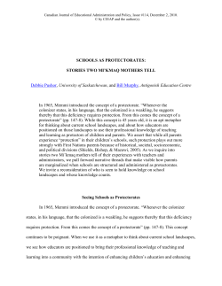 Schools as Protectorates: Stories Two Mi`kmaq Mothers Tell