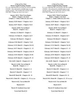 A Tale of Two Cities Reading Schedule