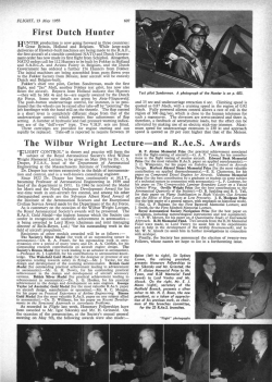 First Dutch Hunter The Wilbur Wright Lecture&mdash;and R