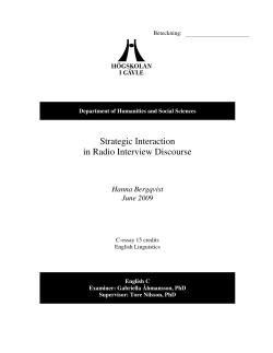Strategic Interaction in Radio Interview Discourse