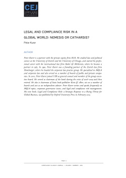 legal and compliance risk in a global world: nemesis or catharsis?