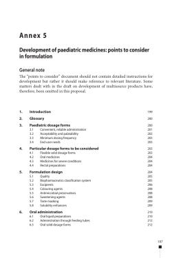 Development of paediatric medicines: points to consider in formulation
