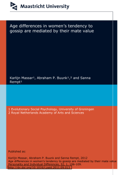 Age differences in women`s tendency to gossip are mediated by