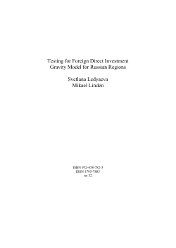 Testing for Foreign Direct Investment Gravity Model for Russian