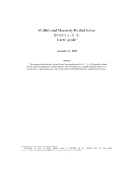 MUltifrontal Massively Parallel Solver (MUMPS 4.8.4) Users` guide