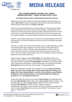 Multi-award winning guitarist, Bill Frisell... [PDF 327.74kB]