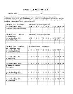 See the Sample Artifact List for help in completing the form
