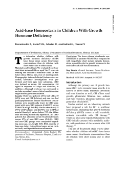 Acid-base Homeostasis in Children With Growth Hormone Deficiency