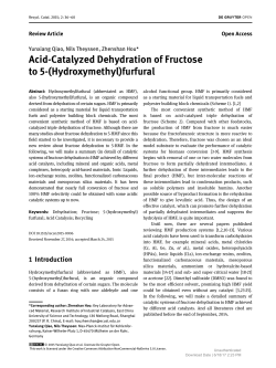 Acid-Catalyzed Dehydration of Fructose to 5