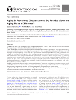 Aging in Precarious Circumstances: Do Positive