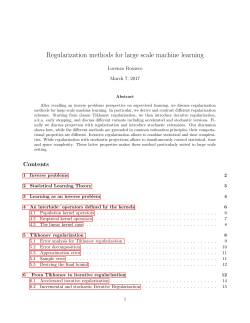 Regularization methods for large scale machine learning