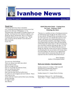 January 2016 Newsletter and Calendar