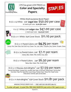 Color and Specialty Papers 24# $7.59 per ream