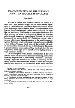 Fragmentation of the Supreme Court: An Inquiry into Causes